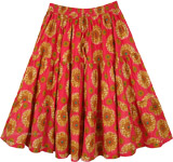 Fuschia Printed Summer Cotton Short Skirt