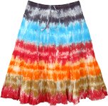 Colorful Gypsy Skirt with Adjustable Waist and Multiple Tie Dye [7241]