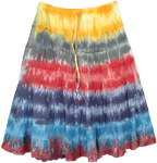 Colorful Gypsy Skirt with Adjustable Waist and Multiple Tie Dye [7244]