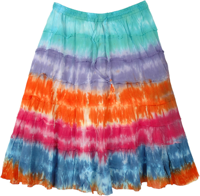 Beach Colors Tie Dye Cotton Short Skirt