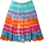 Colorful Gypsy Skirt with Adjustable Waist and Multiple Tie Dye [7247]