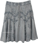 Ash Gray Medieval Styled Rayon Knee Length Skirt
