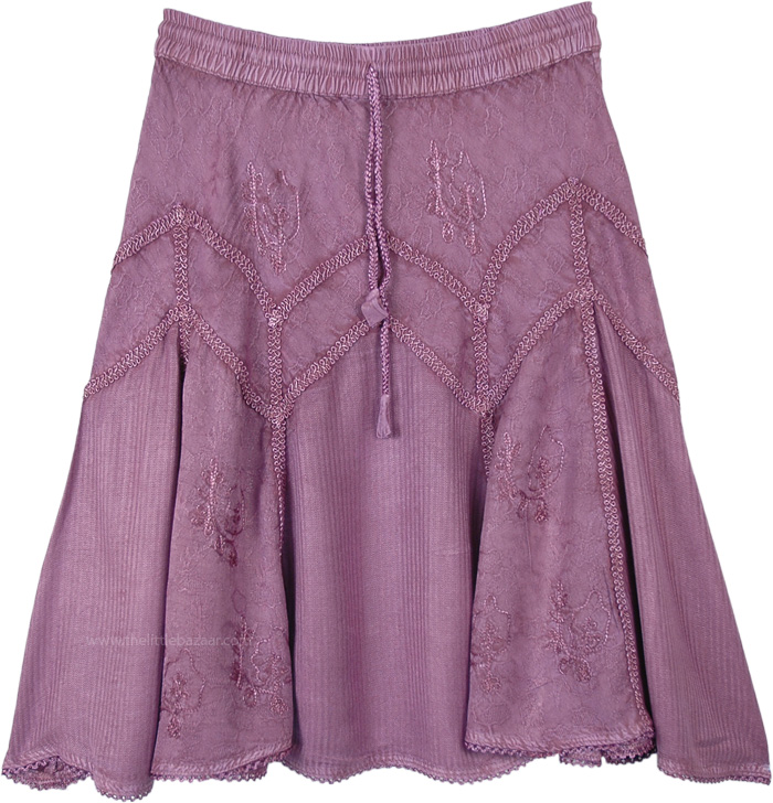 Medieval Styled Rayon Short Skirt in Lilac Short Skirts Purple