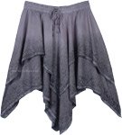 Western Style Stonewashed Gray Short to Knee Length Skirt [7266]