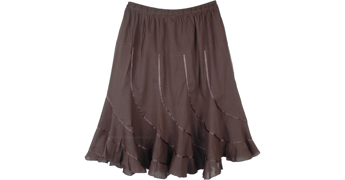Chocolate Brown Summer Short Skirt with Ribbons | Short-Skirts | Brown ...
