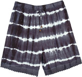 Cool Tie Dye Street Wear Shorts with Pockets Black and White [7315]