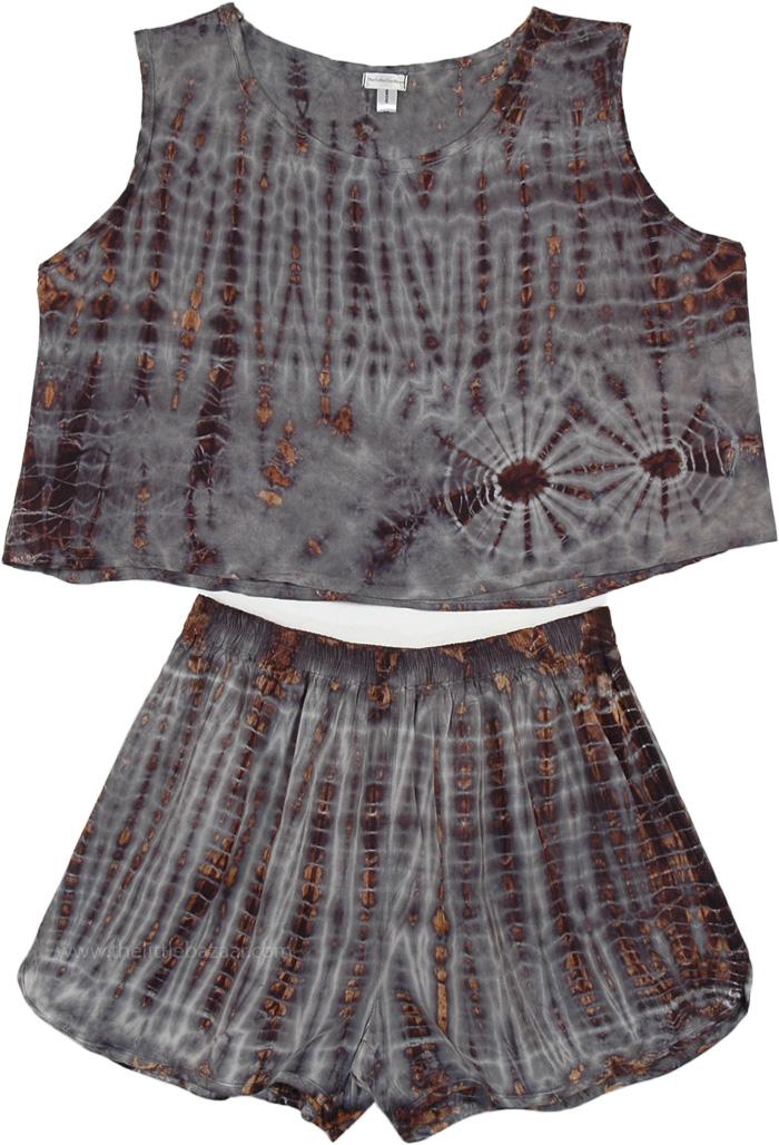 Smokey Woods Tie Dye Rayon Shorts and Tank Top Set