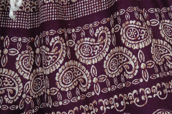 Purple and White Printed Shorts with Drawstring