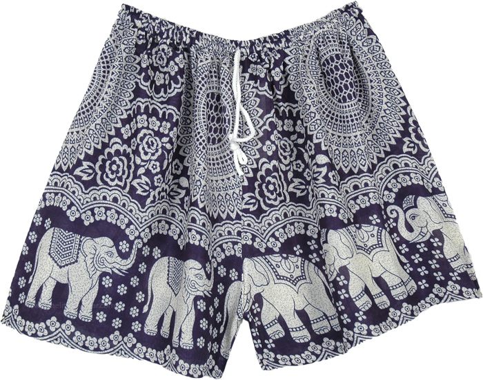 Navy Blue Drawstring Elephant Shorts