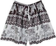 Ethnic Elephant Shorts with Drawstring