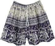 Navy Blue and White Elephant Beach Shorts