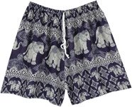 Blue Elephant Printed Thai Beach Shorts