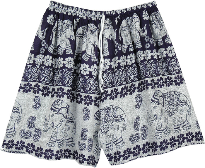 Small Medium Elephant Print Beach Shorts