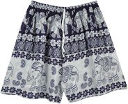 Small Medium Elephant Print Beach Shorts