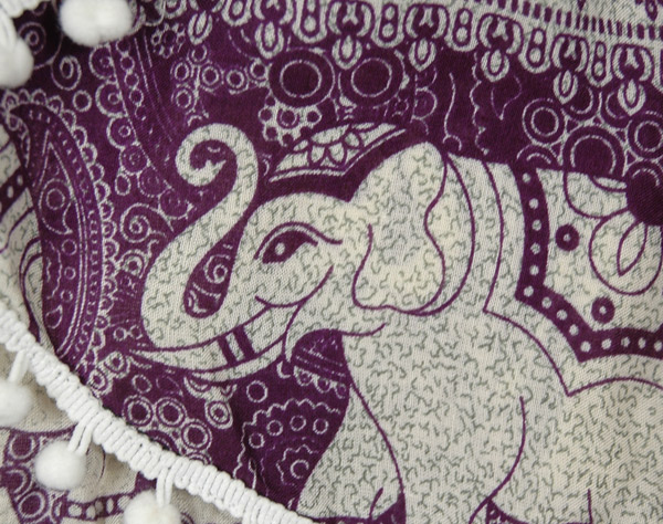Purple Pom Pom Cross Shorts with Elephant Print