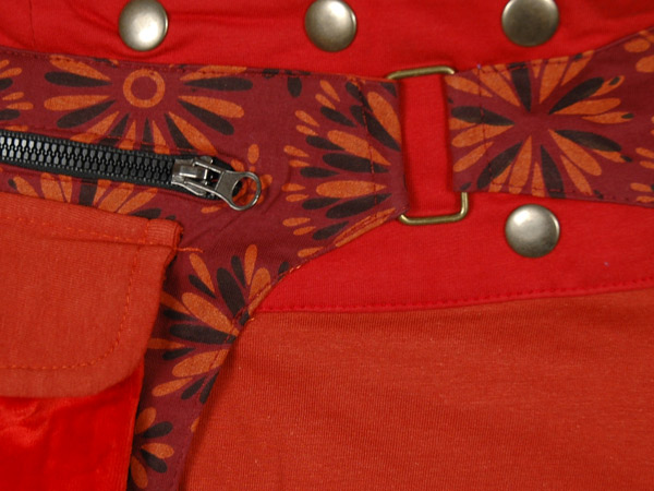 Red A-Line Mini Wrap Around Skirt with Velvet Pocket