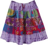 Purple Gypsy Short Tiered Skirt with Colorful Prints [7362]
