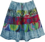 Green Gypsy Short Skirt with Colorful Prints [7364]