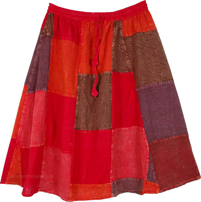 Red Rocks Vintage Patchwork Short Cotton Skirt | Short-Skirts ...