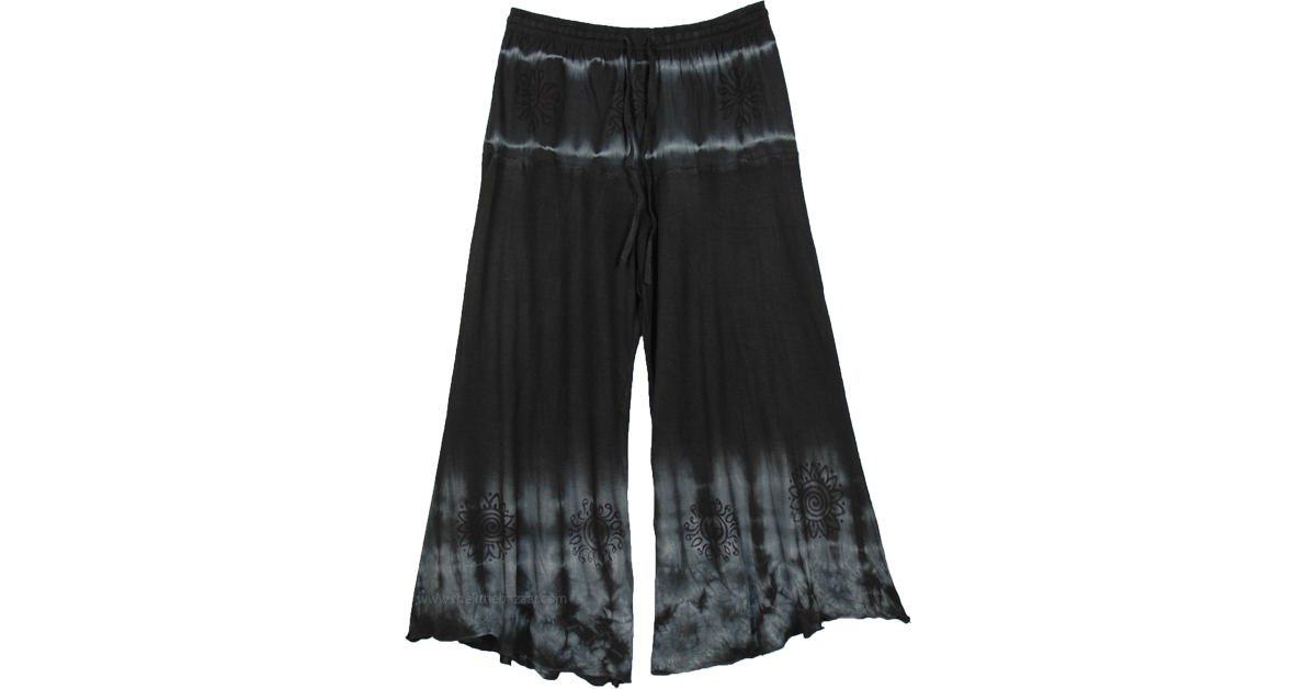 Black Hippie Tie Dye Capris in Soft Jersey Cotton ShortSkirts