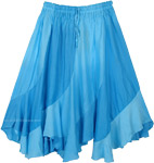 Fantasy Blue Spiral Cut Beach Festival Midi Skirt