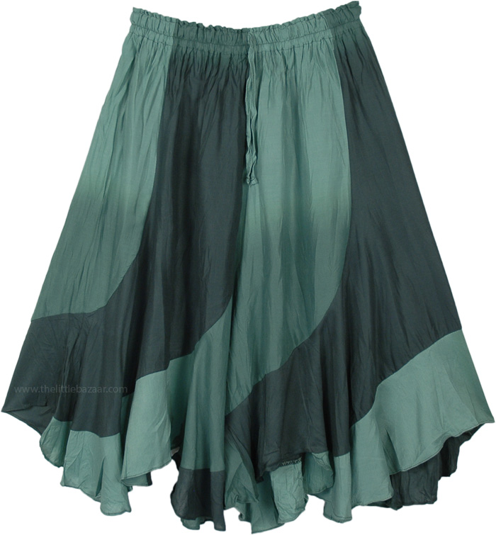 Gypsy Green Spiral Cut Wrinkled Midi Skirt