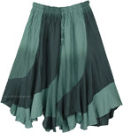 Green Hues Ruffle Hem Midi Summer Skirt [7482]