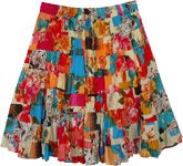 Mykonos Blue and Rosy Pink Vacation Short Skirt