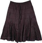 Solid Black Cotton Tiered Short Skirt