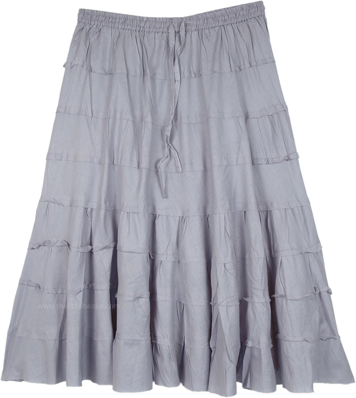 Steel Gray Tiered Short Skirt in Cotton | Short-Skirts | Grey | Junior ...