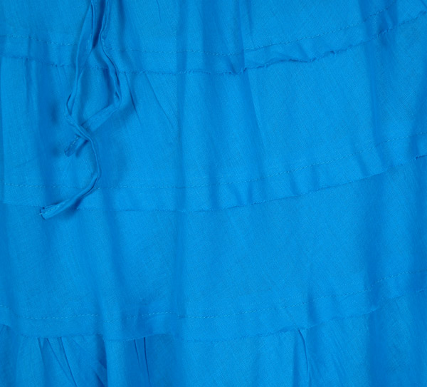 Turquoise Pull Up Tiered Short Skirt in Cotton