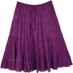 Solid Purple Cotton Tiered Summer Short Skirt