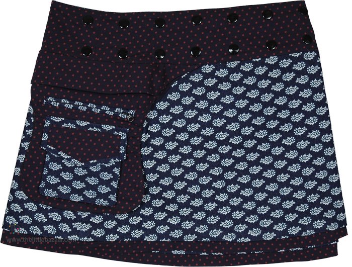 Convertible White Floral Mix Match Snap Wrap Skirt