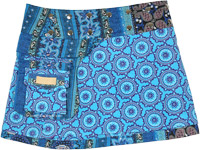 Royal Blue Button Wrap Short Skirt Reversible