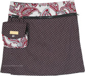 Brown Bohemian Paisley Printed Reversible Button Wrap Skirt