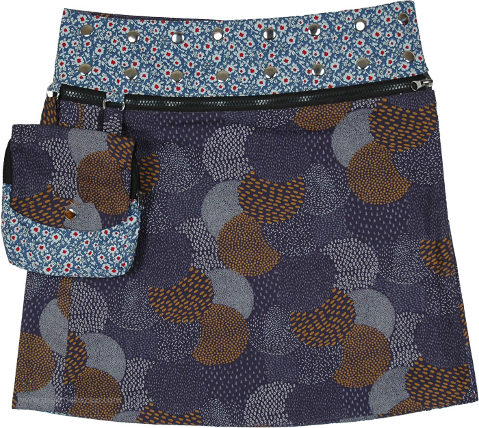 Four-in-One Reversible Snap Button A-Line Wrap Skirt