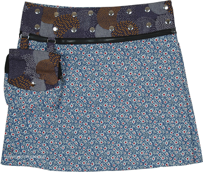 Four-in-One Reversible Snap Button A-Line Wrap Skirt