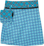 Blue Quatrefoil Convertible Two-Print Wrap Knee Skirt