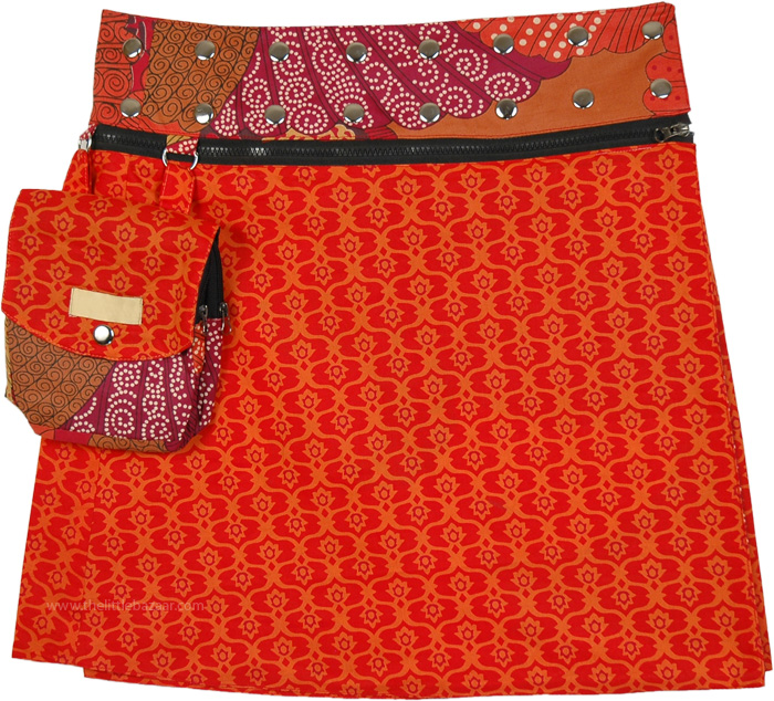 Tangy Blossom Reversible Short Wrap Skirt with Buttons | Short-Skirts ...