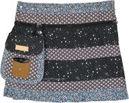 Starry Night Button Wrap Reversible Short Skirt