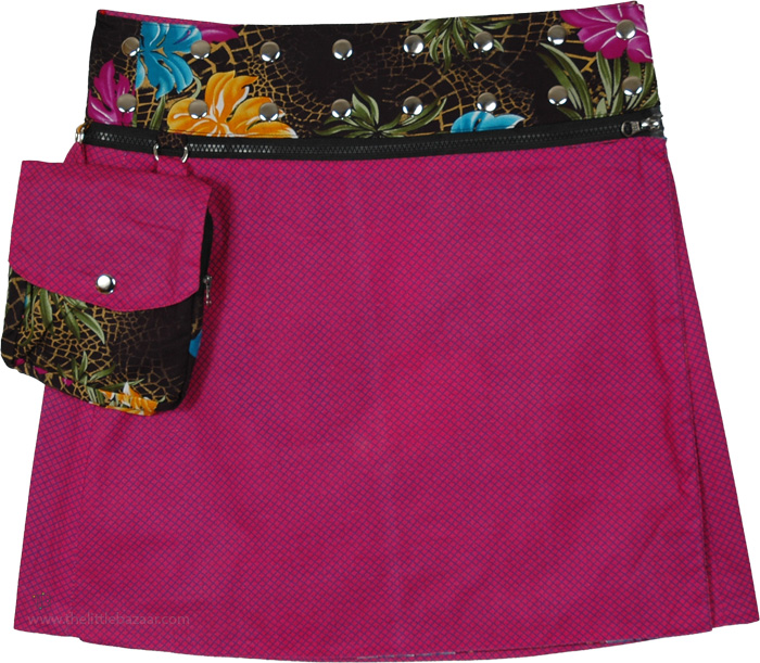 Cabo Floral Reversible Snap Wrap Short Skirt