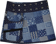 Navy Polka Reversible Four-Way Mini Wrap Skirt