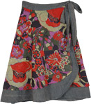 Multicolored Floral Wrap Around Skirt in Two Layers [7865]