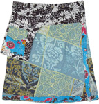 Floral Wrap Skirt with Adjustable Snap Waist and Side Pocket [7867]