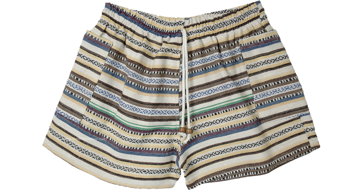 Hippie Stripes Gheri Cotton Shorts with Pockets | Shorts | Off-White ...