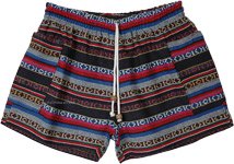 Himalayan Inspired Woven Ikat Cotton Boho Shorts [7871]