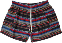 Hippie Tribal Striped Woven Cotton Shorts with Pockets