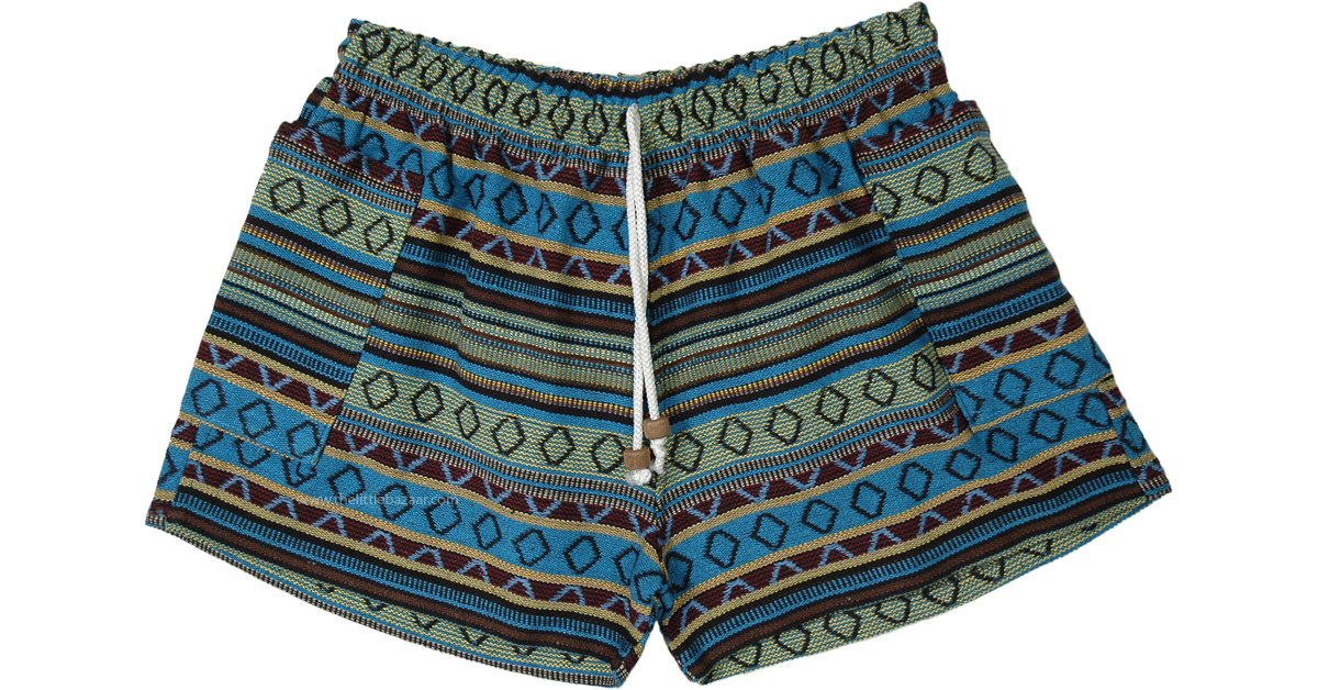 Hippie By Nature Striped Cotton Shorts with Pockets | Shorts | Blue ...