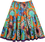 Abstract Floral Full Tiered Cotton Short Skirt
