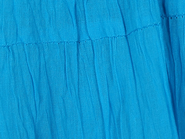 Turquoise Blue Tiered Short Skirt in Wrinkled Cotton